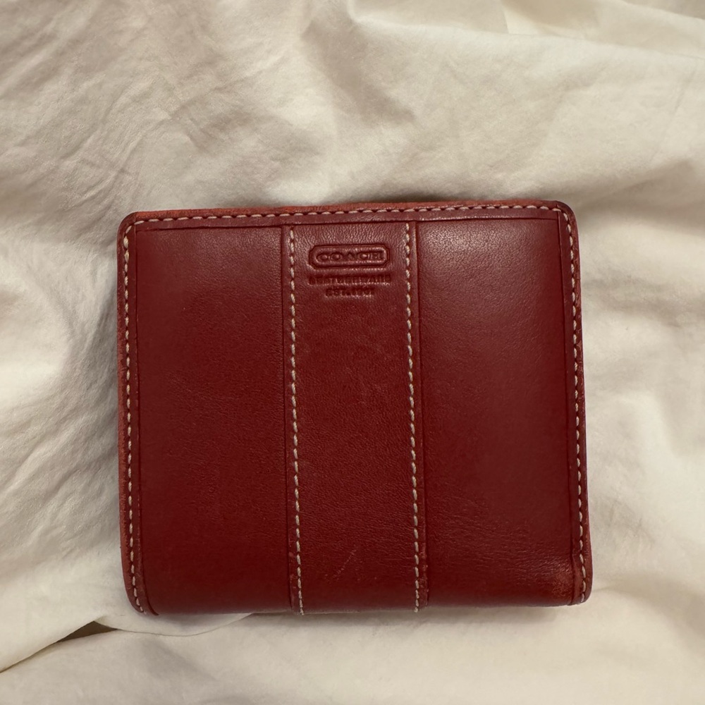 COACH Maroon Red Leather Bifold Wallet